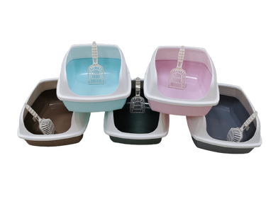 Cat Litter Box Pan Large with Scoop 56 x 42 x 23.5 - light-pink